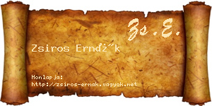Zsiros Ernák névjegykártya